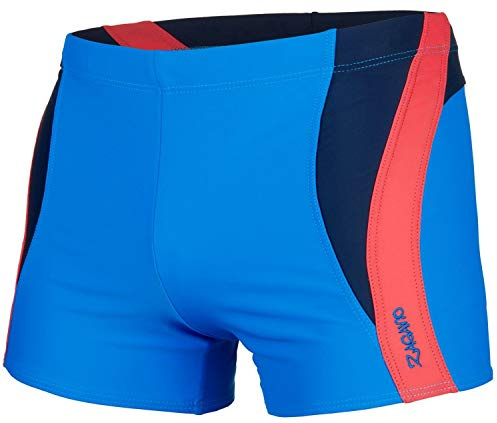 ZAGANO Costume da Bagno da Uomo Estremamente Resistente, Aderente, Made in EU, Comodi Pantaloni da Nuoto, Pantaloncini Aderenti, 2376, Blu/Rosso, 3XL
