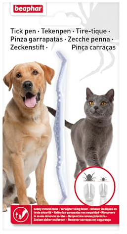 beaphar - Zeckenstift Für Hunde und Katzen - Zecken Sicher Entfernen - Doppelkopf-Fangschlitz Für Alle Zecken-Größen - Wiederverwendbar - Kann Überallhin Mitgenommen Werden - 12 cm - Weiß