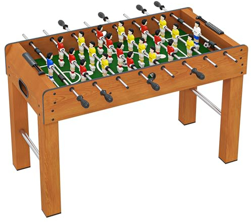 HOMCOM Calcio Balilla Professionale per Adulti e Famiglia, Tavolo Calciobalilla per Adulti, Tavolo da Biliardo Billiardino con 2 Palline, Segnapunti e 22 Giocatori, 122x61x80.7cm