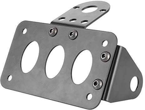 Motorcycle License Plate Frame, Motorcycle License Mount Holder Plate Holder Bracket Frame Side Mounted Tail Light Aluminium Alloy Frame Side Mount Tail Light Frame(Black)