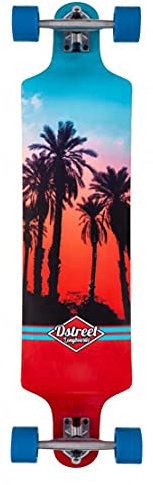 D-Street Longboard Completo professionale Drop Down Hawaiian 40' Multicolor ideale per downhill e dancing
