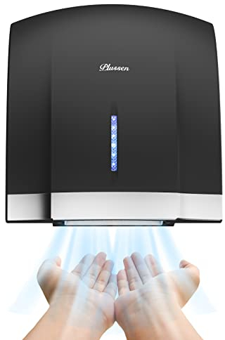 PLUSSEN Kompakter Händetrockner Automatischer Elektrischer Händetrockner für Wandmontage,Für Gewerbliche oder Private Zwecke,Händetrockner für Toiletten 1800W (1003-schwarz)