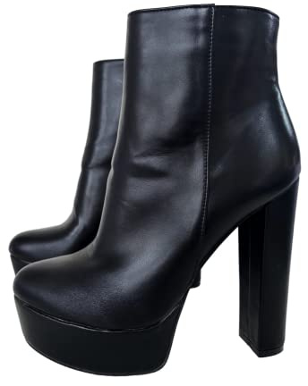 Frankie Hsu Stivaletti con tacco alto unisex sexy con piattaforma grossa, alla moda classica nera, alla moda, di grandi dimensioni US4-19 adatti alla caviglia per le donne e gli uomini, nero, 38 EU