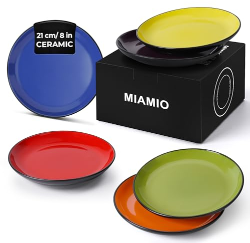 MIAMIO – 6 teiliges Teller/Speiseteller Set aus Steingut Keramik Geschirr Set - Le Papillon Kollektion (Kleine Teller (6x))