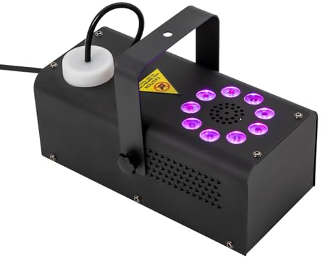 Macchina per il fumo da 500 W, con 3 modalità di cambio colore, 9 LED, mini macchina per nebbia, 1 l, per palcoscenici, sale da ballo, bar, KTV, feste di compleanno, feste di famiglia, tempo libero