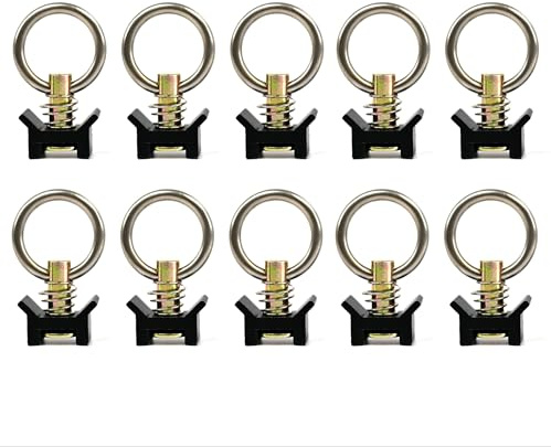 VanEssential Venture L-Track Spring Loaded Adjustable Tie Down Ring - Black - 10 pcs