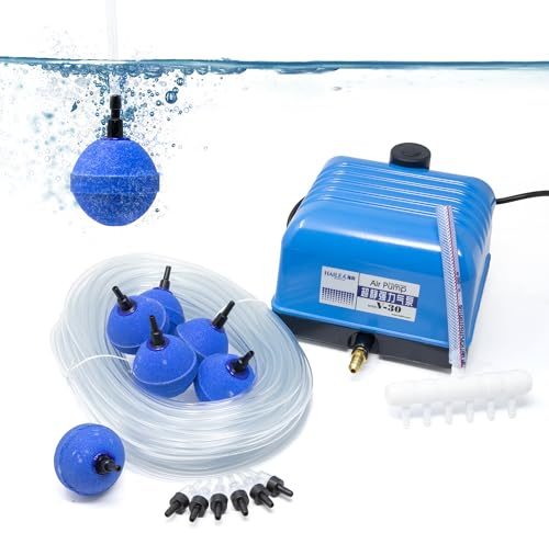 Pondlife Belüfter Komplett Set V-30 - Leistungsstark - Qualitativ - Luftverteiler - Belüftersteine - Schlauch inkl.