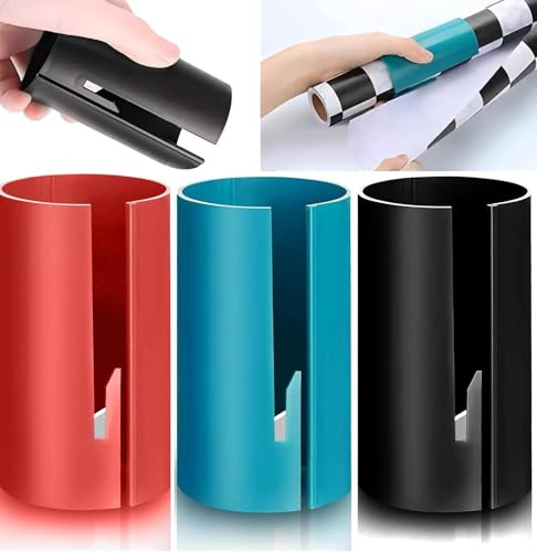 Wrapping Paper Cutter Tool,Kraft Craft Paper Roll Sliding Line Cut Trimmer,Gift Wrapping Paper Cutter Tool for Halloween Birthday Holiday Christmas Crafting Wrapping Paper (Green+Red+Black)