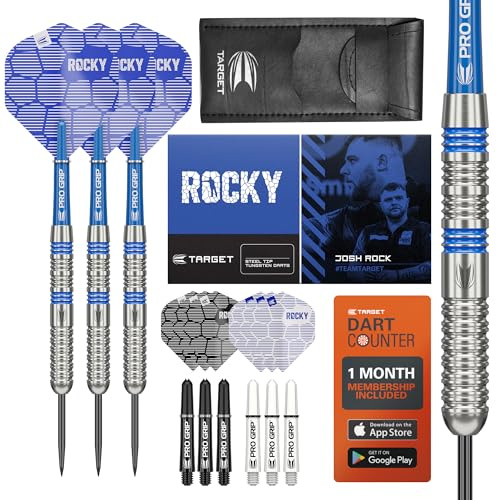 Target Darts Josh Rock 80% Tungsten Steel Tip Darts Set, 24G | Professional Accessories Dart Kit, Pro Grip Shafts, Pro Ultra Flights, Fixed Steel Tip Points, Dart Wallet Included