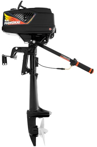 JJsdwin 3,6 CV Hors-bord, Moteur de bateau 55 cm³, Moteur 2 temps, Moteur hors-bord puissant pour bateaux en caoutchouc, bateaux gonflables et bateaux de pêche, Refroidissement mi-eau, mi-air
