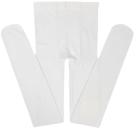 Disnace Collant Danse Blanc Fille Femme pour Ballet Yoga Gymnastique Classique Opaque 80D, Blanc, L:100-130CM