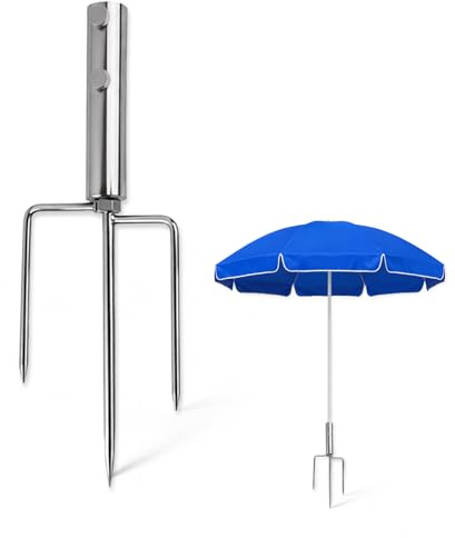 dellyy Supporto Ombrellone con Picchetto da Terra, Picchetto per Ombrellone in Acciaio per Spiaggia e Giardino, Ancoraggio in Metallo per Pali Ø22-25 mm, Ideale per Campeggio, Pesca e Prato