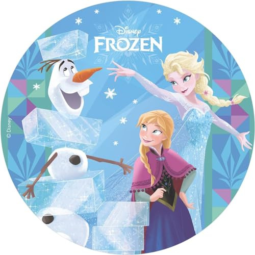 Un Disco Azyme Frozen Decorazione Torta di Compleanno, Diametro 20 Centimetri, Blu