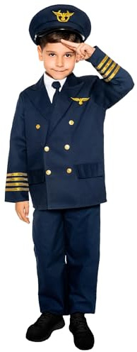 Maskworld Costume de Pilotes Réalistes pour Enfants - Déguisement Uniforme Costume pour Petits Pilotes - Carnaval Carnaval soirée à thème et Halloween - Taille 168 (15 Ans)
