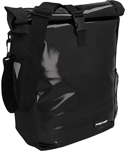 FISCHER Fahrrad Gepäckträgertasche Kurier, Fahrradtasche, Umhängetasche, Reflektor, 18 Liter, wasserabweisend, schwarz