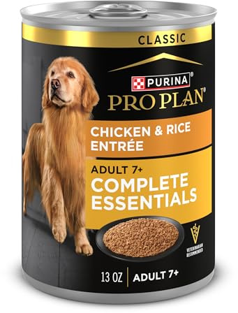 Purina Pro Plan Wet Dog Food For Senior Dogs Adult 7 Plus Chicken and Rice Entree Classic - (Pack of 12) 13 oz. Cans