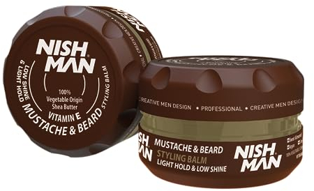 NISHMAN Bart- und Schnurrbart-Stylingbalsam 100ml - Perfektes Styling für einen Präzise Definierten Bart und Schnurrbart – Spendet Feuchtigkeit und Pflegt Dein Haar