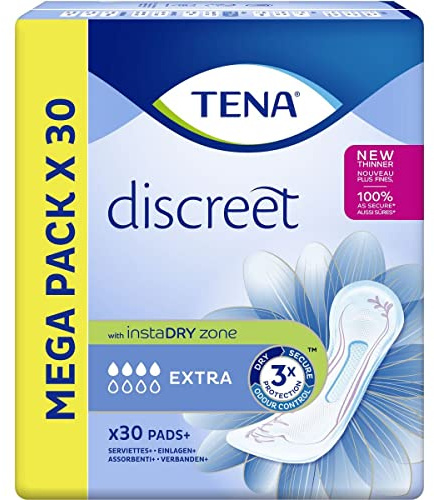 TENA Discreet Extra - Serviettes Incontinence Femme Mega pack 30 Serviettes