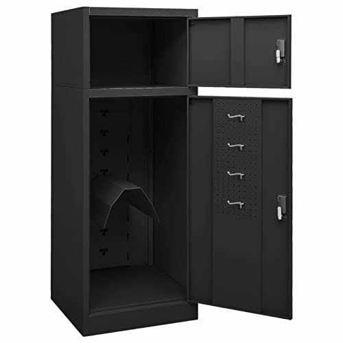 Tidyard Sattelschrank Sattelspind Stahlschrank Stallspind Metallschrank Spind Schrank Aktenschrank Schließfachschrank, Mit 2 Tür, Mit 1 Sattelhalter, 2 Böden und 4 Haken, Anthrazit 53x53x140 cm Stahl