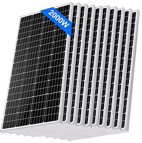 Rhein Beleuchtung 2000W 12V Solarpanel System Solarmodul Monokristalline Solarmodule, Solar Panel mit PV Kabel, für Power Station, Wohnmobil, Wohnwagen, Balkonkraftwerk