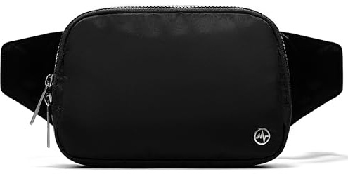 Pander Belt Bag Large 2L, Nylon Fanny Pack Purse for Women and Men with Adjustable Strap, Black Onyx