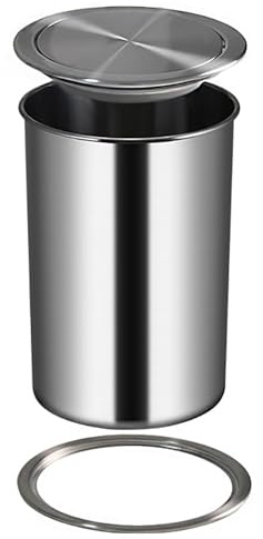 Cubo de basura integrado ecológico de acero inoxidable, contenedor oculto integrado para encimera de armario de cocina, cubo de basura higiénico con tapa, ideal para cocina y dormitorio, diseño que