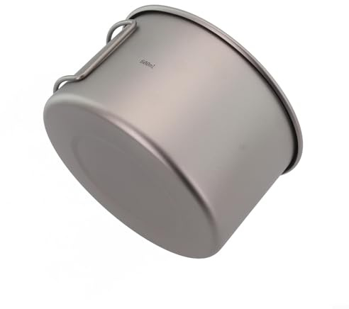 Gdfnmogo Ciotola da campeggio con manico pieghevole, contenitore per alimenti da 450 ml e 600 ml, per cucinare all'aperto, stoviglie leggere e resistenti per escursioni e zaino in spalla (450 ml con