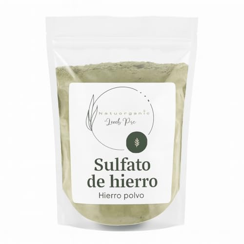 Sulfato de Hierro en Polvo 18% Fe Corrector de Carencias de Hierro Plantas, Césped y Jardín | Anti-musgo Natural | Mejora la Salud del Suelo | Abono Fertilizante para Agricultura y Jardinería | 1 Kg