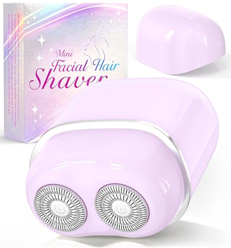 Facial Hair Removal for Women Face: Painless Face Shaver with 2 Dual Blades - Rechargeable Portable Hair Remover Device for Peach Fuzz Upper Lip Chin - Ideal for Travel/Makeup Prep