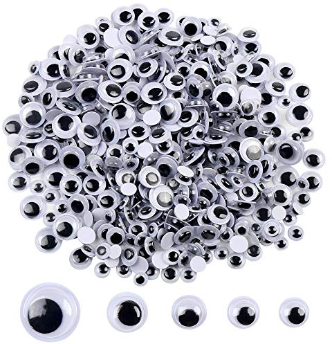 Decora 6 mm bis 12 mm schwarze Kulleraugen, selbstklebend, 500 Stück