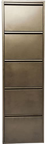 Kare Design Schuhschrank Caruso, Bronze, Metall, mit 5 Klappen, Schuhablage für 10 Paar Schuhe, schmal, platzsparend, hoch, Schuhregal, Eingangsbereich, 170x50x14 cm (H-B-T)