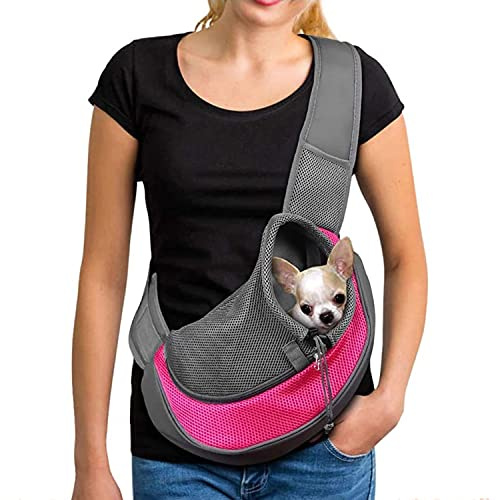 Pet Dog Cat Sling Carrier Bag Puppy Shoulder Carry Hands Free Dog Front Carrier with Adjustable Shoulder Strap Pet Travel Tote Bag with Breathable Mesh Pouch for Outdoor Walking Subway