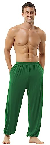 HOEREV Supermjuka Modal Spandex Haremsbyxor För Yoga Och Pilates,Grön,3XL