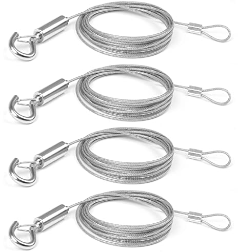 4 Pièces Fil de Suspension pour Photo, Câble en Acier Inoxydable 2M Fil de Suspension Réglable Corde de Sécurité avec Boucle pour Miroir Image Lampe Légère Rideaux Séchage des Vêtements(1.5mm*2m)