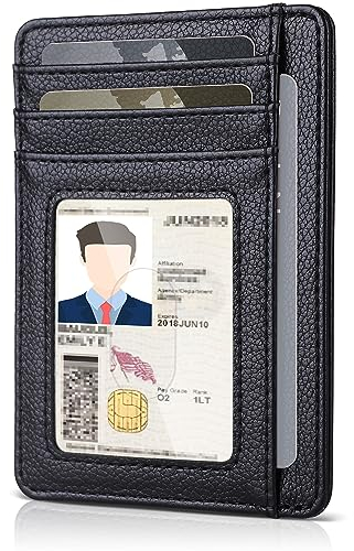 Teskyer Porta Carte Credito Uomo, Portafoglio Uomo Piccolo Sottile, Protezione RFID, Design Minimalista, Nero