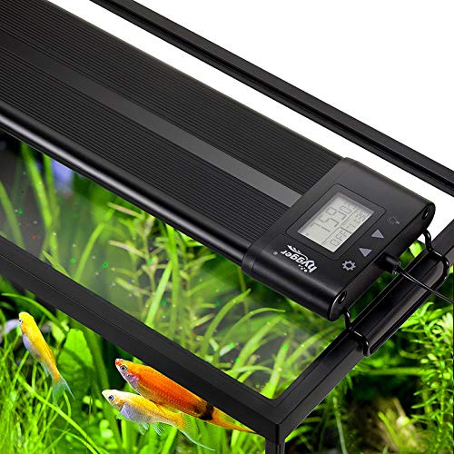 Hygger Luz Acuario,Luz Acuario Plantado,48W Iluminación LED Acuario con Espectro Completo con Monitor LCD, Sunrise Sunset Moon y DIY Modo, 7 Colores,Temporizador Ajustable para Tanque de 76-91cm