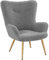 Abician Fauteuil d'Appoint Design en Tissu Bouclette avec Pieds en Bois pour Salon Chambre Bibliothèque Gris