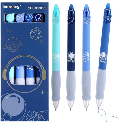 Collazoey Radierbarer Kugelschreiber, 4 Stück Tintenroller Radierbar mit 4 Nachfüllungen, 0.5MM Erasable Pen Set Gelschreiber Radierstifte für Kinder Studenten Schule Bürobedarf (Blau)