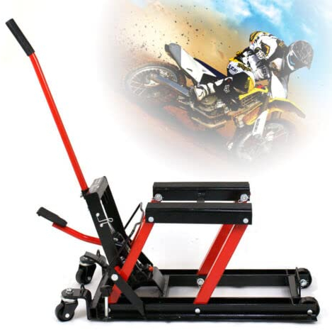 ieLsngai Sollevatore per Moto Idraulico, Sollevatore Idraulico a Ponte per Moto Bici ATV, Supporto di Montaggio Pieghevole, Gamma di Sollevamento 115-365 mm, Max capacità di carico 680 kg