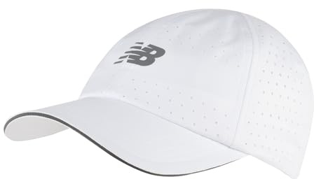 New Balance Cappello da Corsa, Unisex, 6 Pannelli, Taglia Unica, Bianco, Taglia Unica