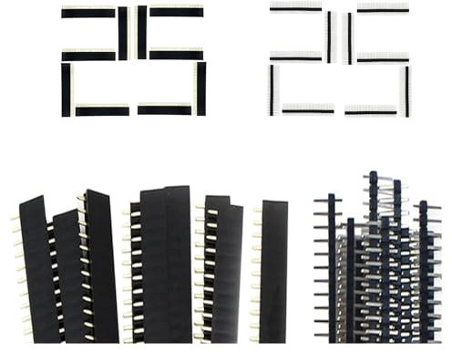 Lot de 50 barrettes mâles et femelles 2,54 mm 10 broches mâles et femelles PCB à souder pour circuits imprimés