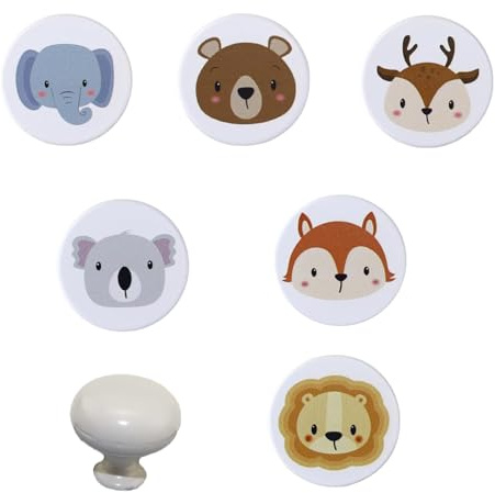 Amandelizabe Lot de 6 boutons pour meubles en bois pour enfants, 1 bouton rond pour tiroirs