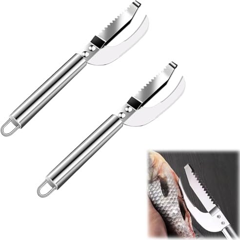 2 Stück Fischentschupper, Edelstahl Fischentschupper,Entferner Fisch Entschuppen,3 in 1 Fish Knife,Rofi Fisch Scaler Scrape,Fischschuppen Entferner,Für Schneiden, Entschuppen Und Ausnehmen Fischen