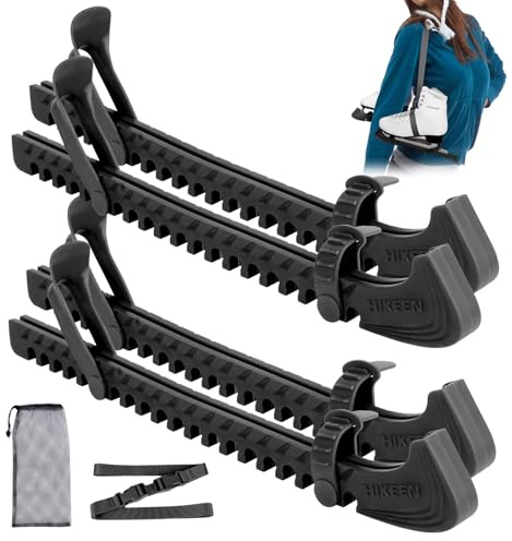 BOOSTEADY Schlittschuhschutz Verstellbarer Spatenschutz Kufenschoner für Eishockeyschlittschuhe 2 Paar Schlittschuh Schutzhüllen, Schwarz