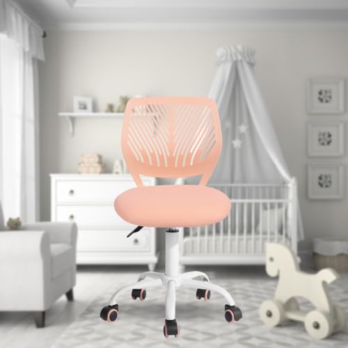 FurnitureR Silla de Oficina Multiusos para niños, Silla de Trabajo sin apoyabrazos de Altura Ajustable, Silla de Estudio giratoria Colorida para la Escuela y la Oficina en casa, Rosa