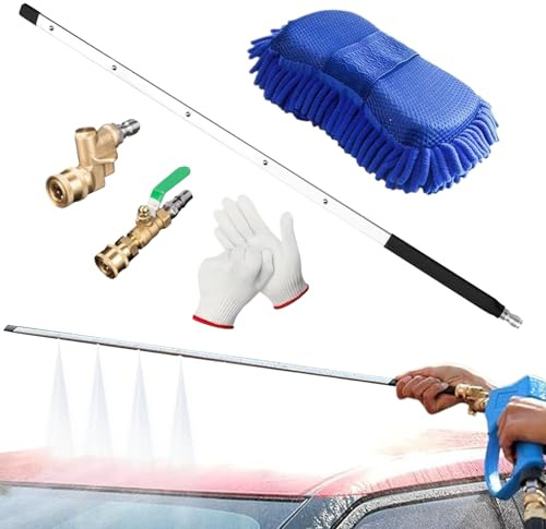 Wezalget Varilla de Limpieza para Radiadores | Lanza de Alta Presión | Varilla de Limpieza de 60 cm con Boquillas y Acopladores Rápidos para Coche, Furgoneta, Canalones, Condensadores de Aire