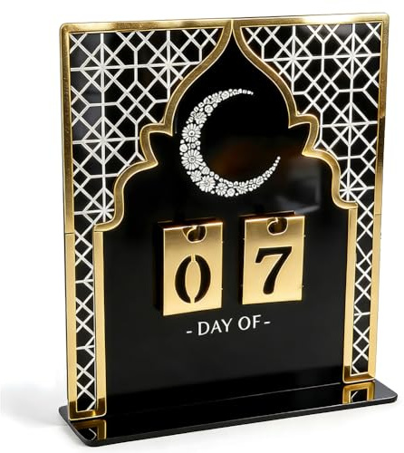 Calendario Conto alla Rovescia Ramadan, Calendario dell'Avvento Islamico Fai da Te per Decorazione Casa Eid, Ornamento Artigianale Regalo Ramadan per Famiglie Musulmane (Argento)