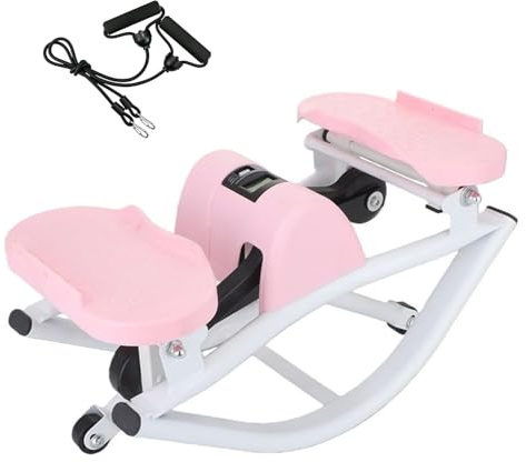 Melfluo Rock Stepper Side to Side – Lateral Stepper & Glute Trainer with Resistance Bands, Low Impact Side to Side Stepper for Home Exercise, Quiet Step Rocker Machine No Assembly 250LBS(Pink)
