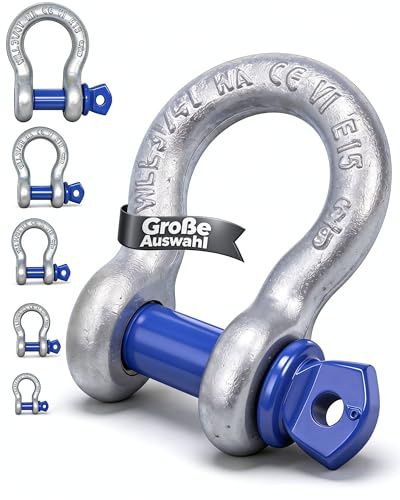 Hochfeste Schäkel 0,5t - 12t | Kleine & große Schäkel galvanisch verzinkt | Hochfest & zertifiziert | 6-fache Sicherheit | Schäkel 2t 2 Stück