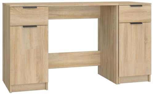 Kaorsrow Scrivania con armadio supplementare, rovere Sonoma, 100 x 50 x 75 cm, moderna, per ufficio, camera da letto per ragazzi e soggiorno